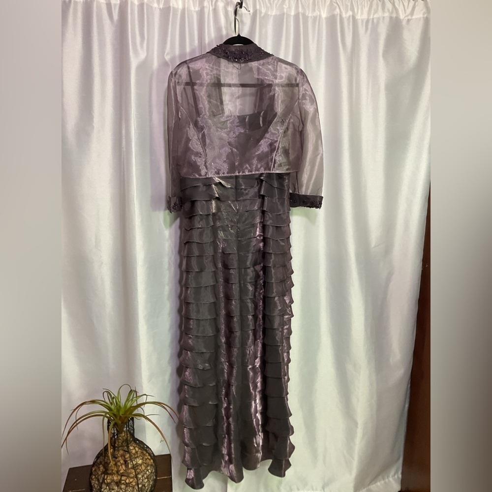 Alex Evenings 2pc Tiered Sheath Dress
With Metallic Jacquard Jacket - Picture 2 of 15